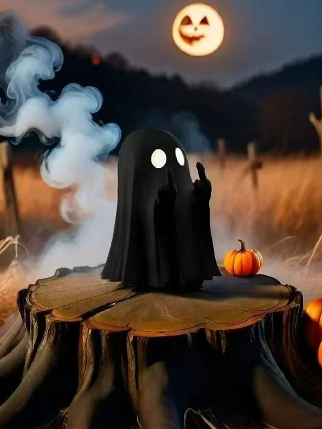 Cute Middle Finger Ghost Statue