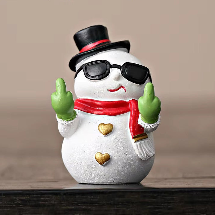 Santa Claus Snowman Handicraft Ornament Middle Finger Desktop Office Desk Ornament Christmas Gifts Home Desktop Decoration