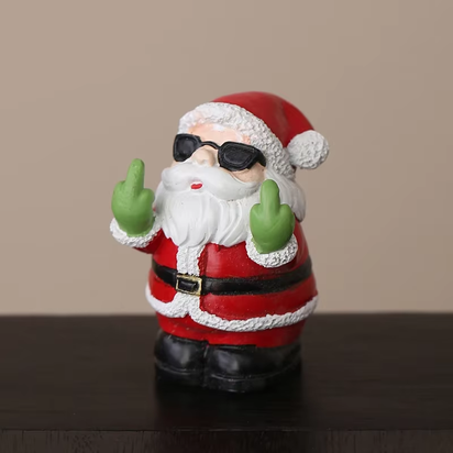 Santa Claus Snowman Handicraft Ornament Middle Finger Desktop Office Desk Ornament Christmas Gifts Home Desktop Decoration