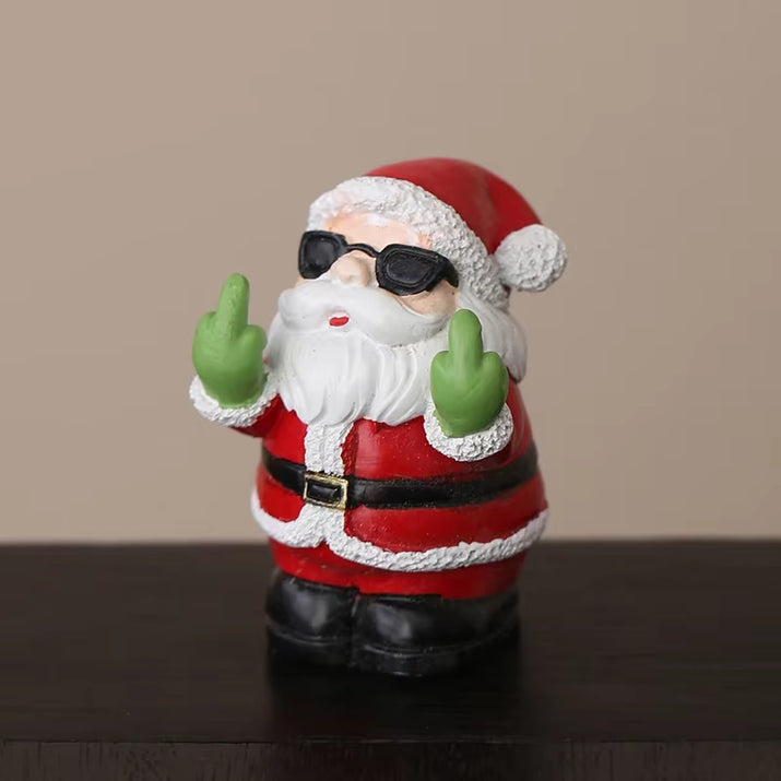 Santa Claus Snowman Handicraft Ornament Middle Finger Desktop Office Desk Ornament Christmas Gifts Home Desktop Decoration