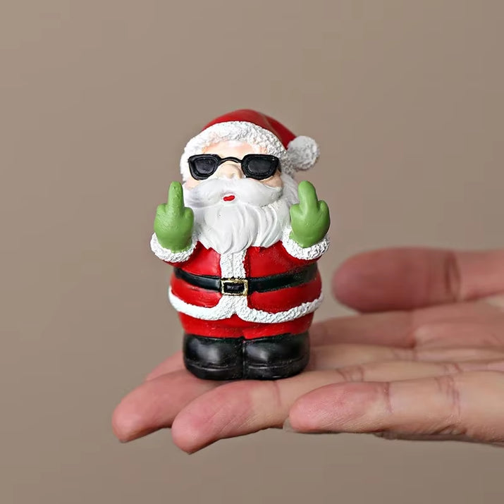 Santa Claus Snowman Handicraft Ornament Middle Finger Desktop Office Desk Ornament Christmas Gifts Home Desktop Decoration