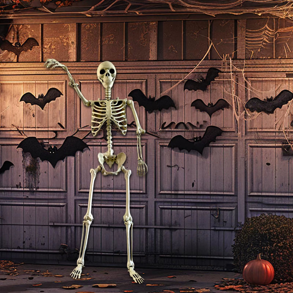 Halloween Skeleton Life Size Human Skeleton with Posable Joints Weather-Resistant Garden Decor Spooky Photo Props for Holiday