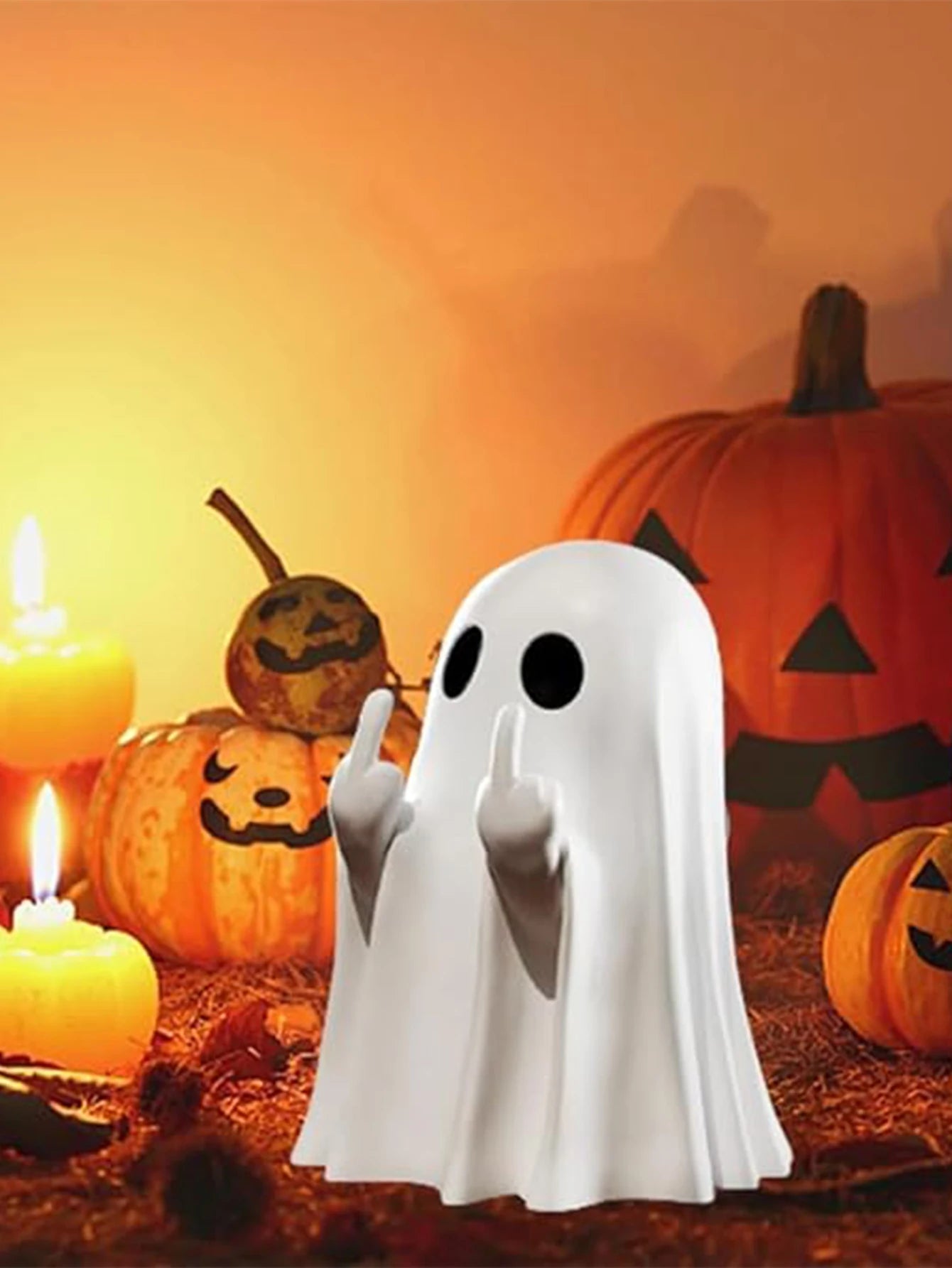 Cute Middle Finger Ghost Statue